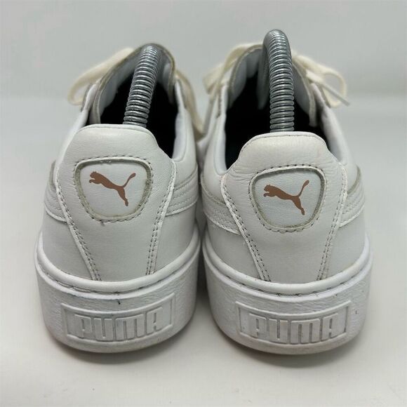 Puma Basket Platform Metallic Rose Cap Toe Women's White Sneakers Size 8.5 - Picture 9 of 13